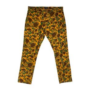 Obey Propaganda Mens Duck Camo Chino Pants Size 38 Mustard Yellow Brown Stretch